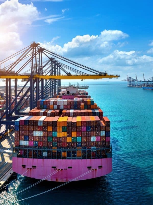 Container ship with colorful containers